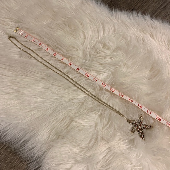 Vintage Gold-tone Bedazzled Starfish Long Pendant Necklace - Picture 7 of 12